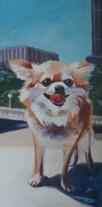 Lisa Acciai - original painting of Chula goes to the city